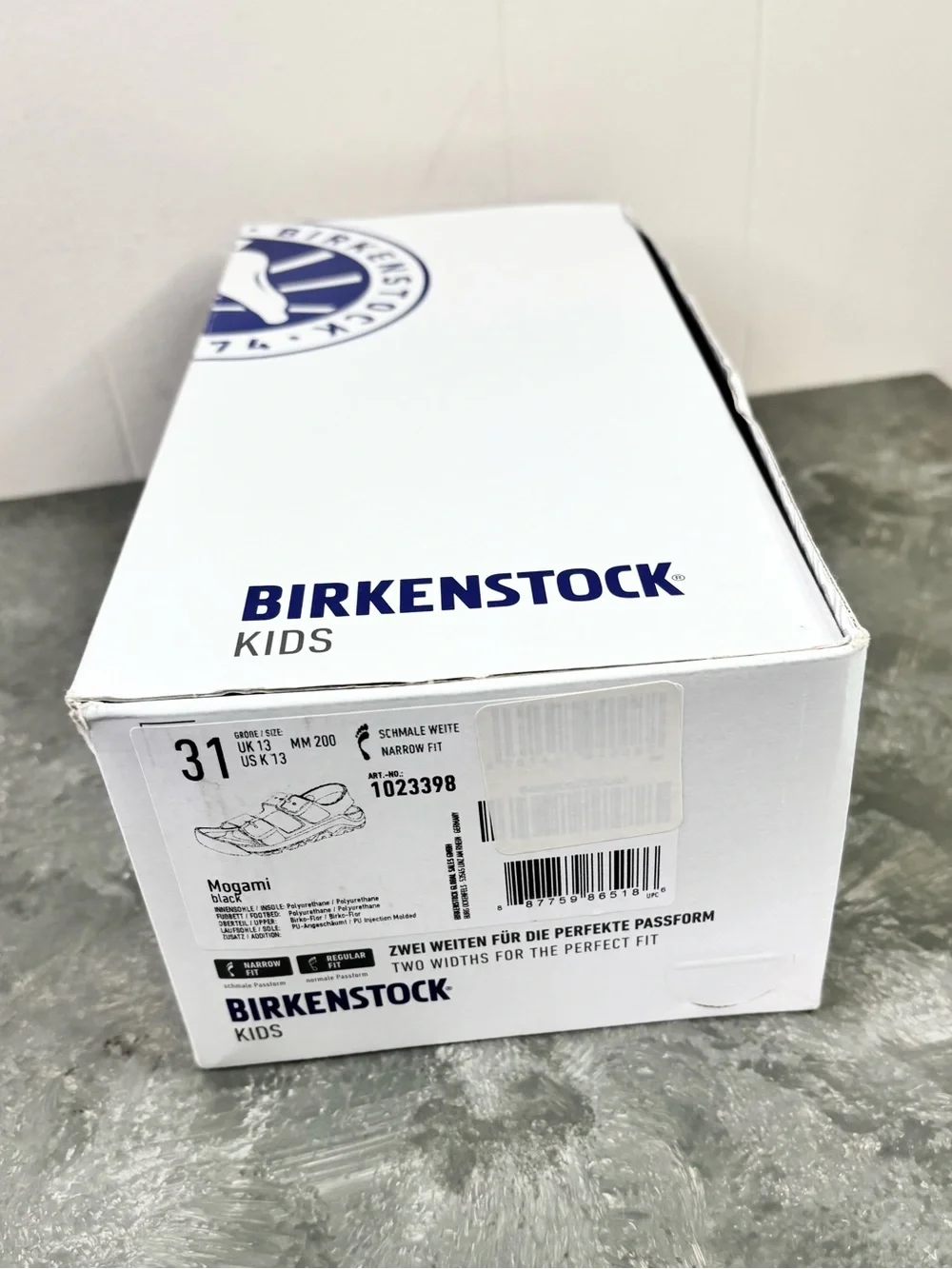 Birkenstock Mogami HL Birko-Flor black two strap sandals size 13 new kids unisex